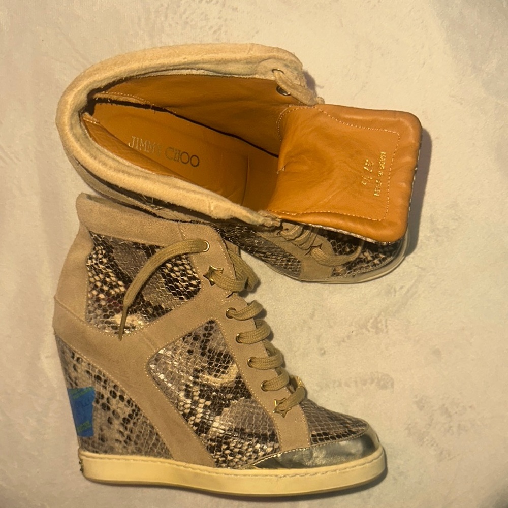 Jimmy Choo Tan and Brown Wedge Shoes